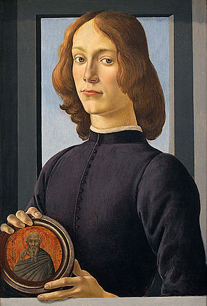 Young Man Holding a Roundel (Hombre joven sujetando un medallón)